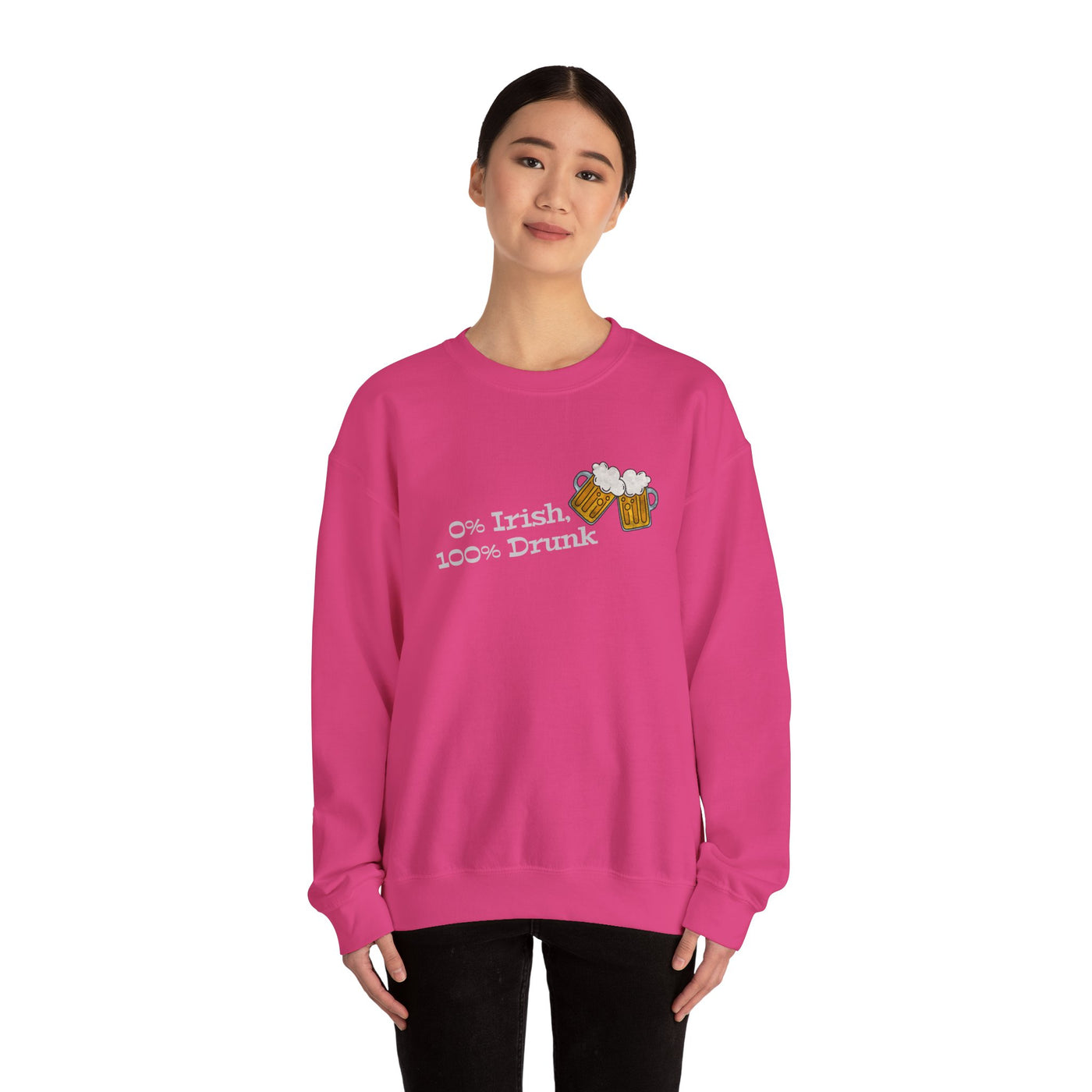 "0% Irish, 100% Drunk" - Unisex Heavy Blend™ Crewneck Sweatshirt