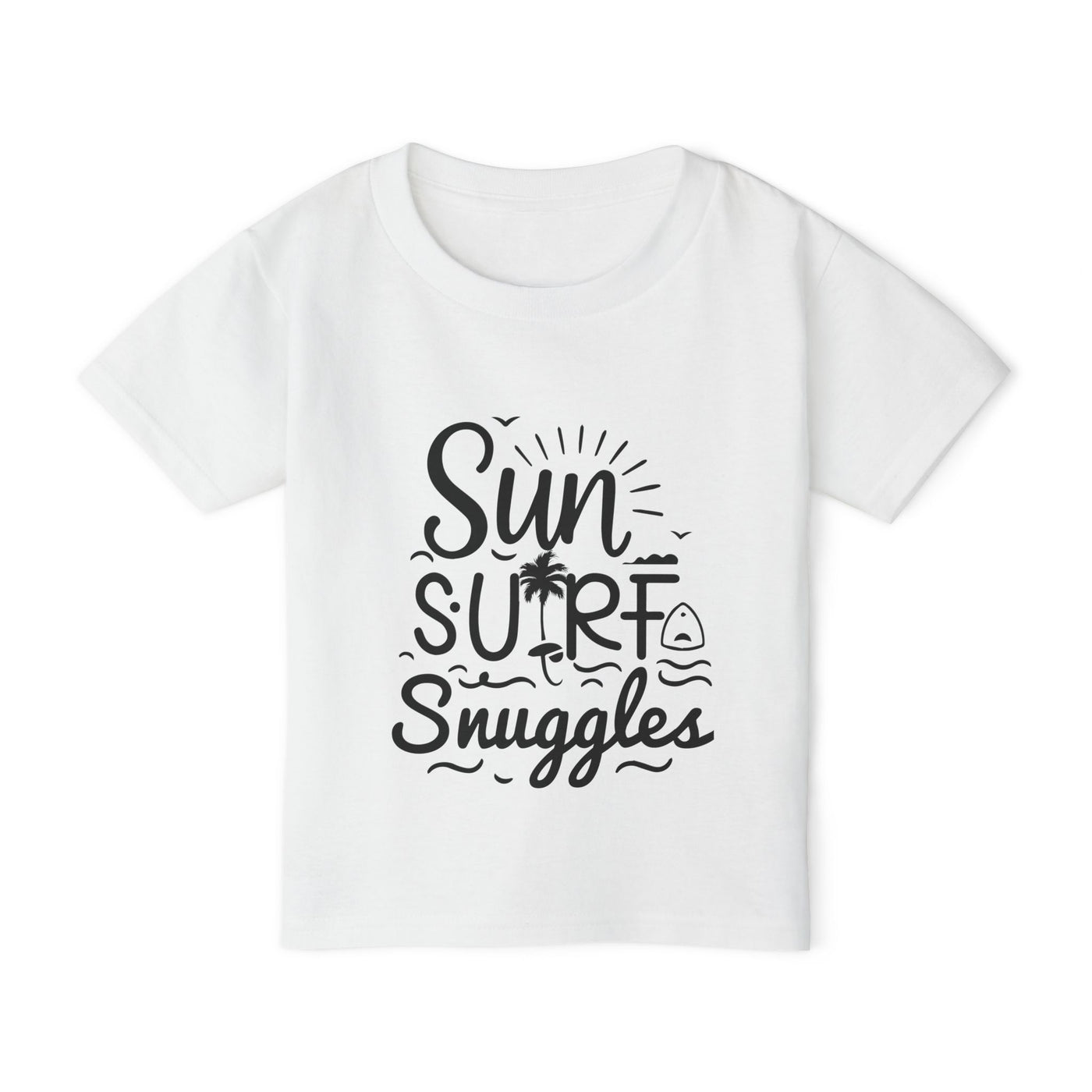 "Sun, Surf, Snuggles" Heavy Cotton™ Toddler T-shirt (Black)