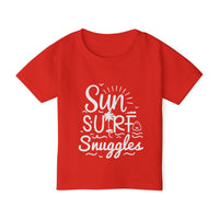 Load image into Gallery viewer, "Sun, Surf, Snuggles" Heavy Cotton™ Toddler T-shirt (White)