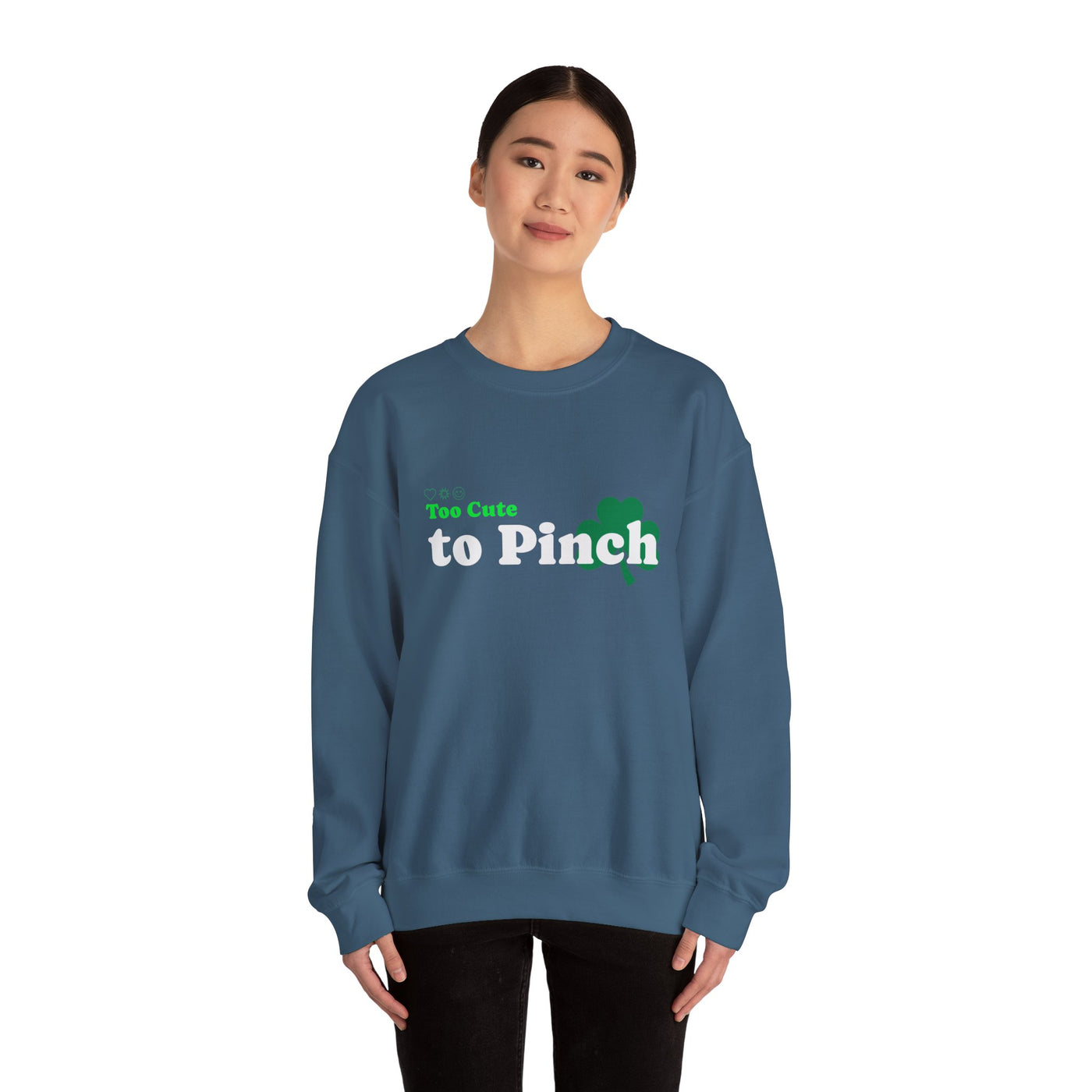 "Too Cute to Pinch" (WHITE) - Unisex Heavy Blend™ Crewneck Sweatshirt