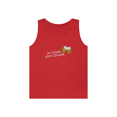 "0% IRISH, 100% DRUNK" - Unisex Heavy Cotton Tank Top