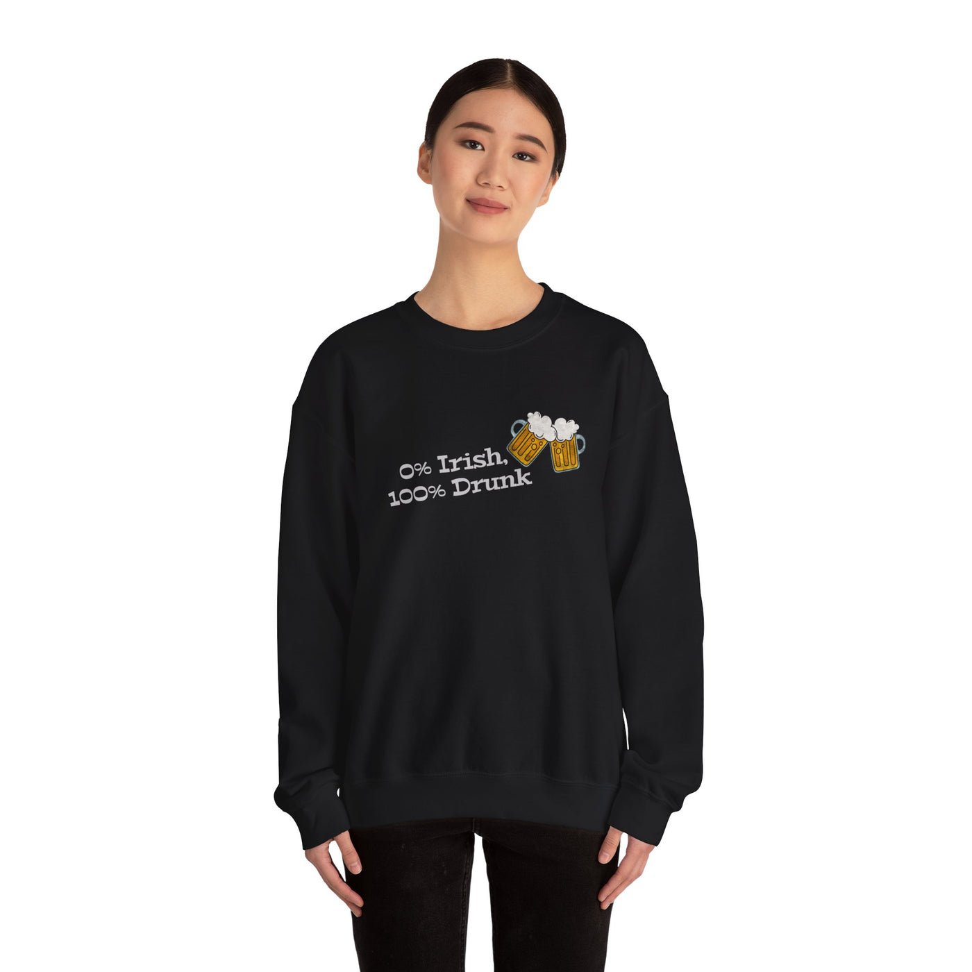 "0% Irish, 100% Drunk" - Unisex Heavy Blend™ Crewneck Sweatshirt