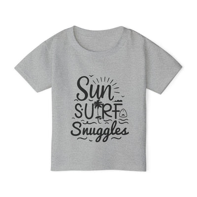 "Sun, Surf, Snuggles" Heavy Cotton™ Toddler T-shirt (Black)