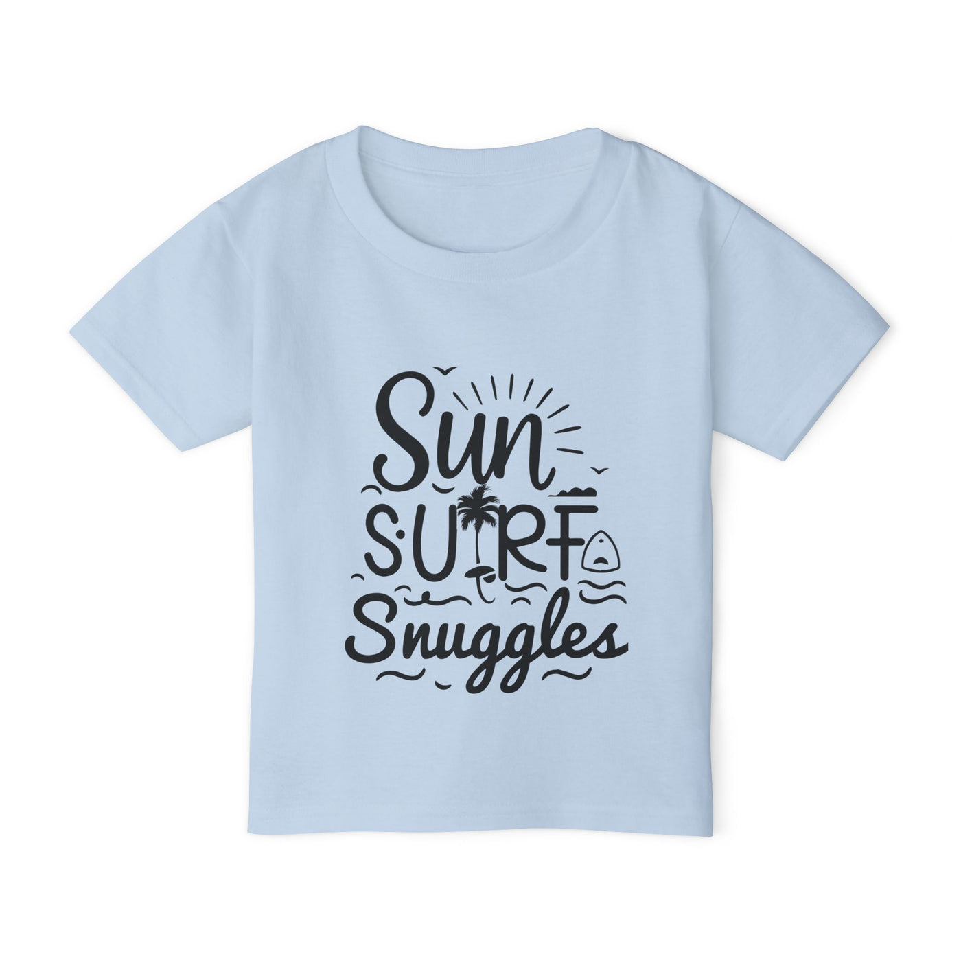 "Sun, Surf, Snuggles" Heavy Cotton™ Toddler T-shirt (Black)