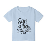 Load image into Gallery viewer, "Sun, Surf, Snuggles" Heavy Cotton™ Toddler T-shirt (Black)