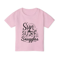 Load image into Gallery viewer, "Sun, Surf, Snuggles" Heavy Cotton™ Toddler T-shirt (Black)