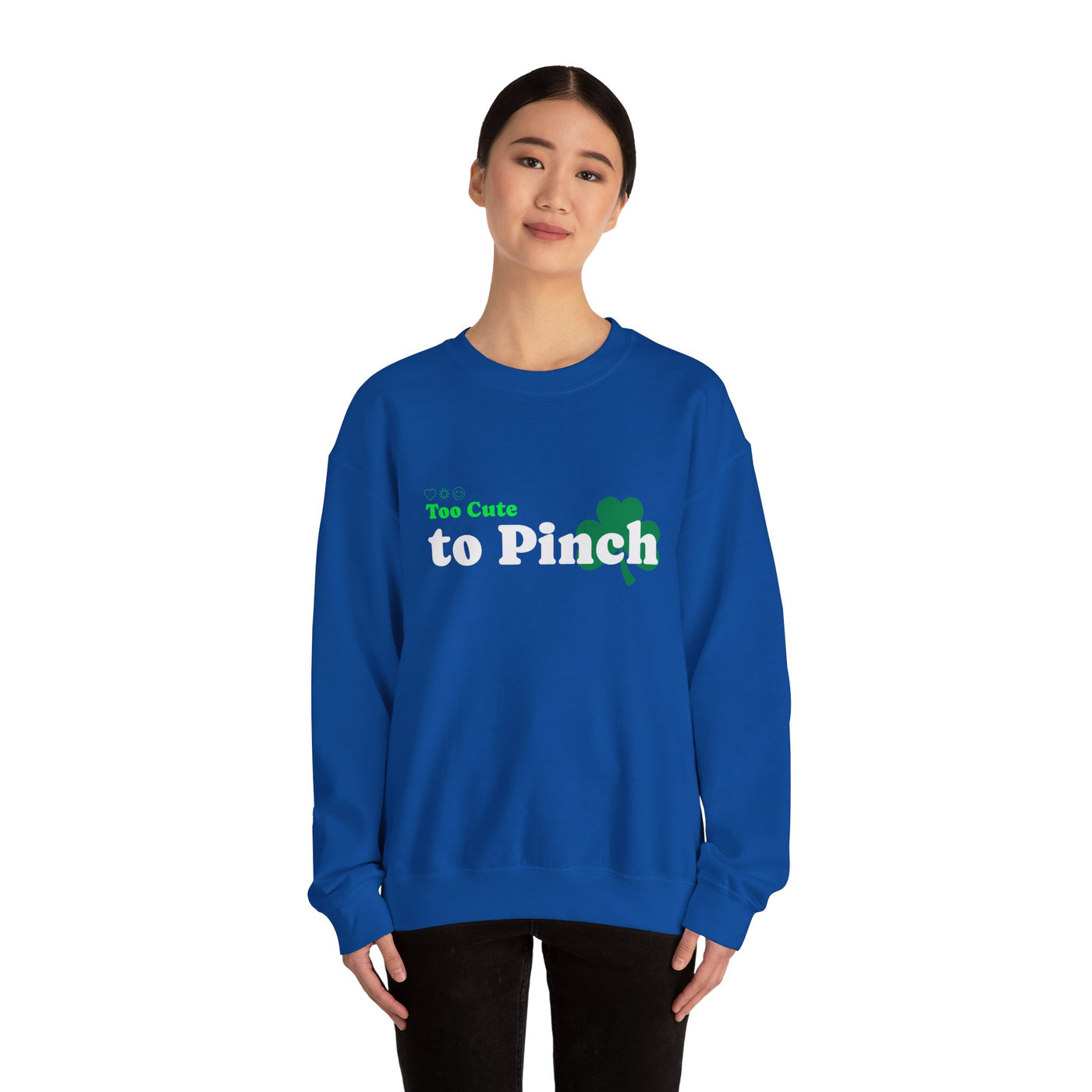 "Too Cute to Pinch" (WHITE) - Unisex Heavy Blend™ Crewneck Sweatshirt