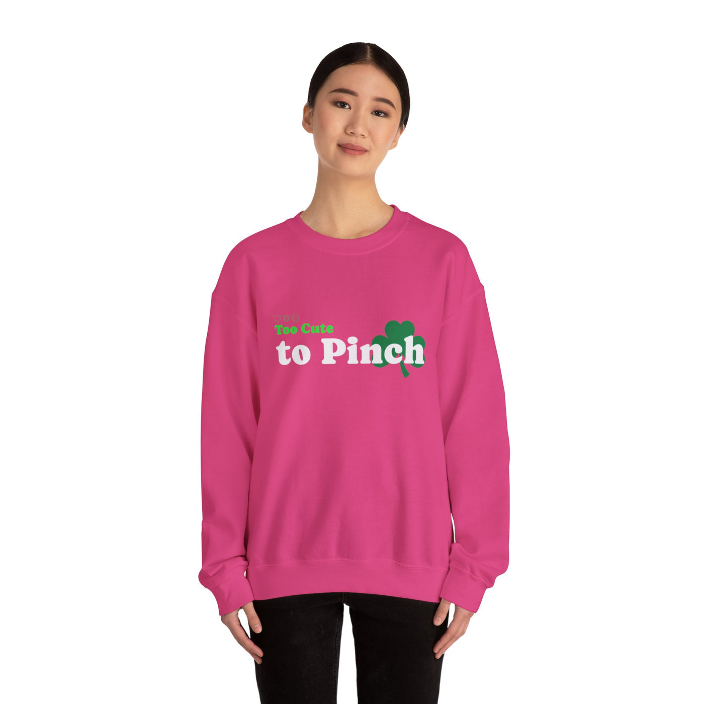 "Too Cute to Pinch" (WHITE) - Unisex Heavy Blend™ Crewneck Sweatshirt