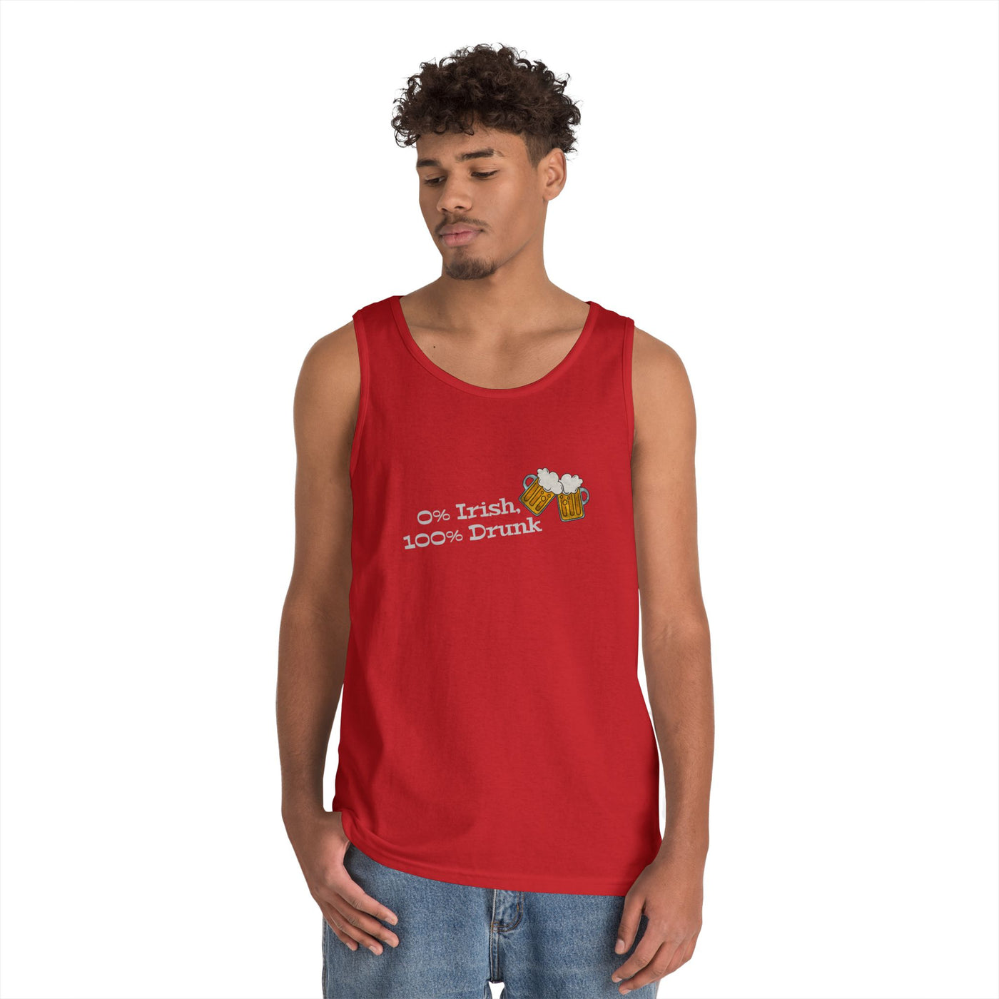 "0% IRISH, 100% DRUNK" - Unisex Heavy Cotton Tank Top