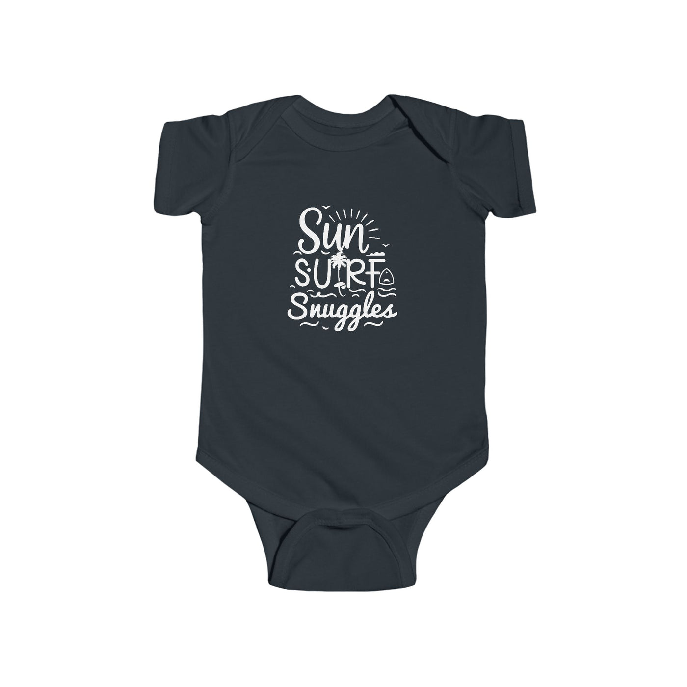 "Sun, Surf, Snuggles" Baby Onesie (White)