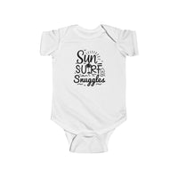 Load image into Gallery viewer, "Sun, Surf, Snuggles" Baby Onesie (Black)