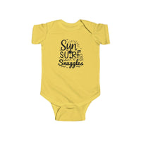 Load image into Gallery viewer, "Sun, Surf, Snuggles" Baby Onesie (Black)