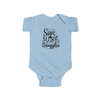 Load image into Gallery viewer, "Sun, Surf, Snuggles" Baby Onesie (Black)