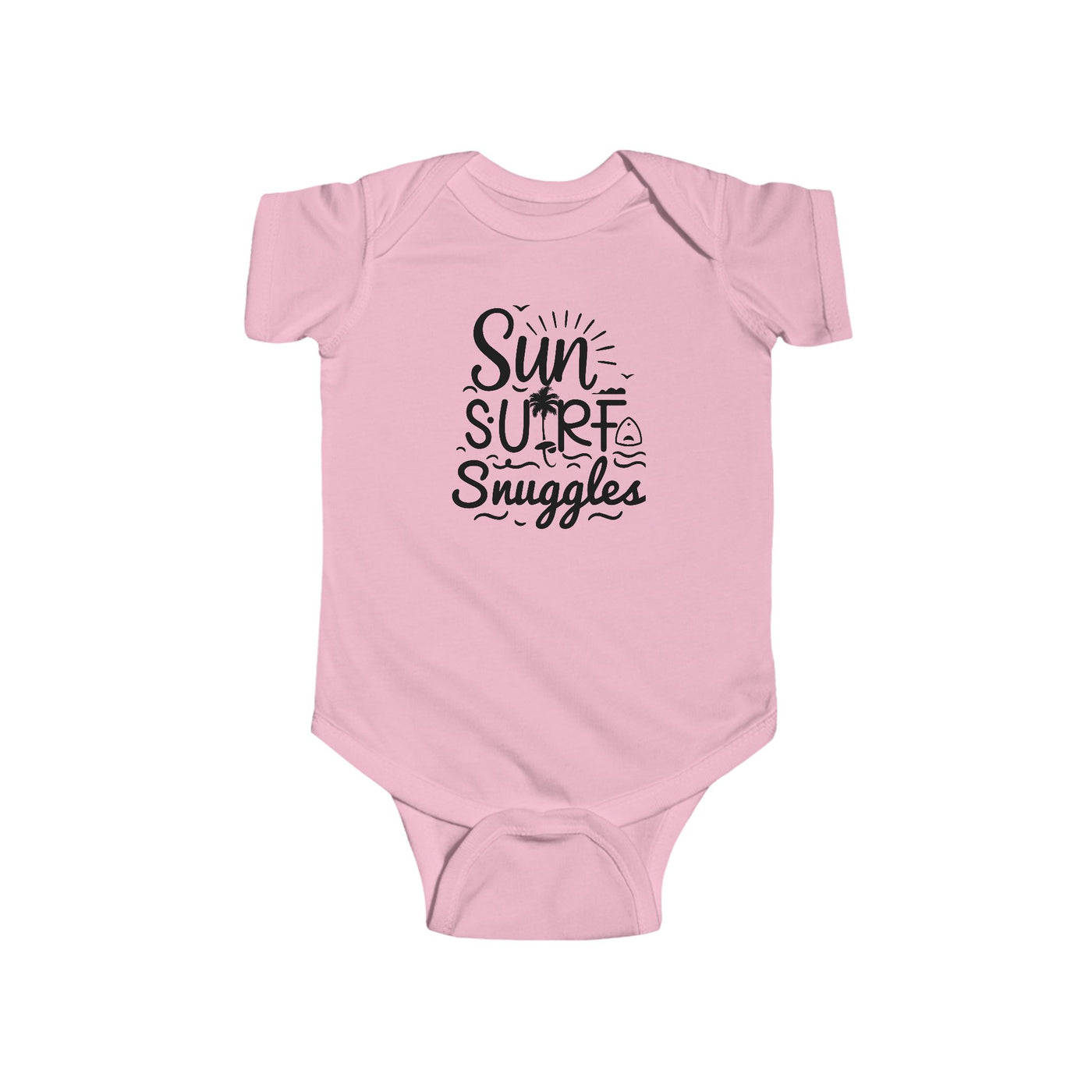 "Sun, Surf, Snuggles" Baby Onesie (Black)