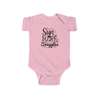 Load image into Gallery viewer, "Sun, Surf, Snuggles" Baby Onesie (Black)