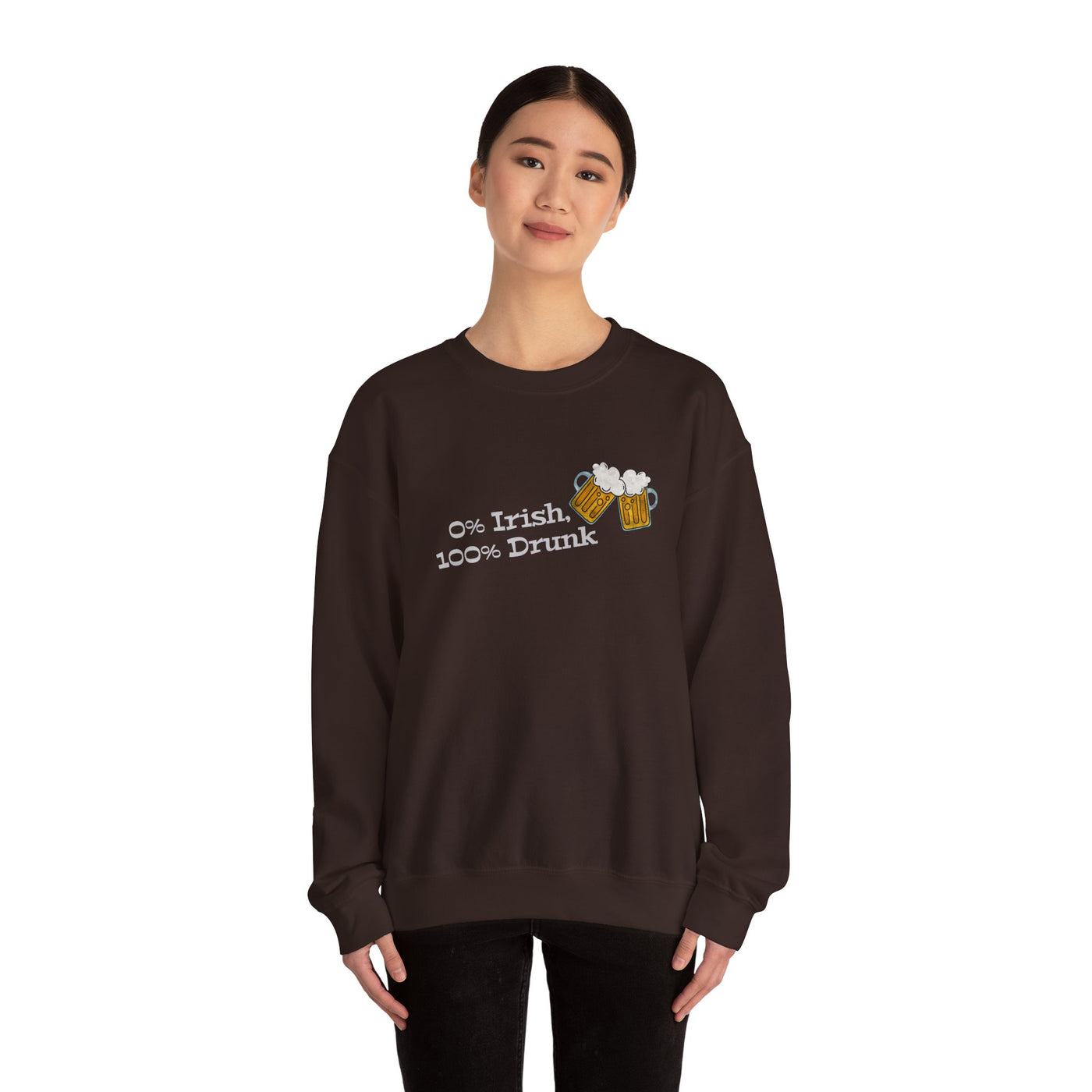 "0% Irish, 100% Drunk" - Unisex Heavy Blend™ Crewneck Sweatshirt