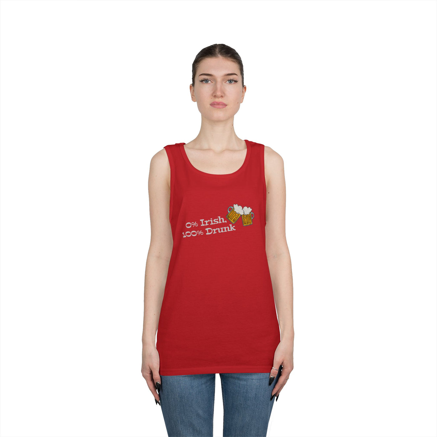 "0% IRISH, 100% DRUNK" - Unisex Heavy Cotton Tank Top