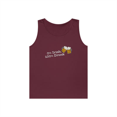 "0% IRISH, 100% DRUNK" - Unisex Heavy Cotton Tank Top