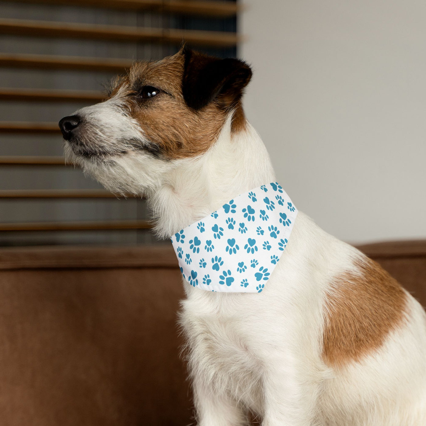 "Paws of Love: Blue Hearts and Prints" Pet Bandana Collar