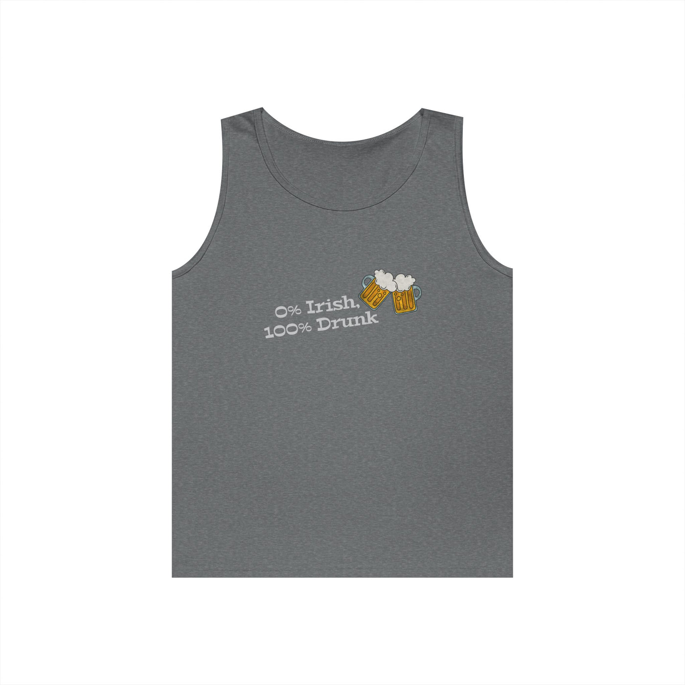 "0% IRISH, 100% DRUNK" - Unisex Heavy Cotton Tank Top