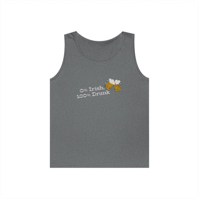 "0% IRISH, 100% DRUNK" - Unisex Heavy Cotton Tank Top