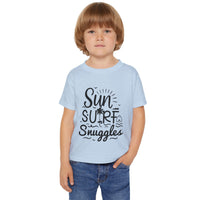 Load image into Gallery viewer, "Sun, Surf, Snuggles" Heavy Cotton™ Toddler T-shirt (Black)