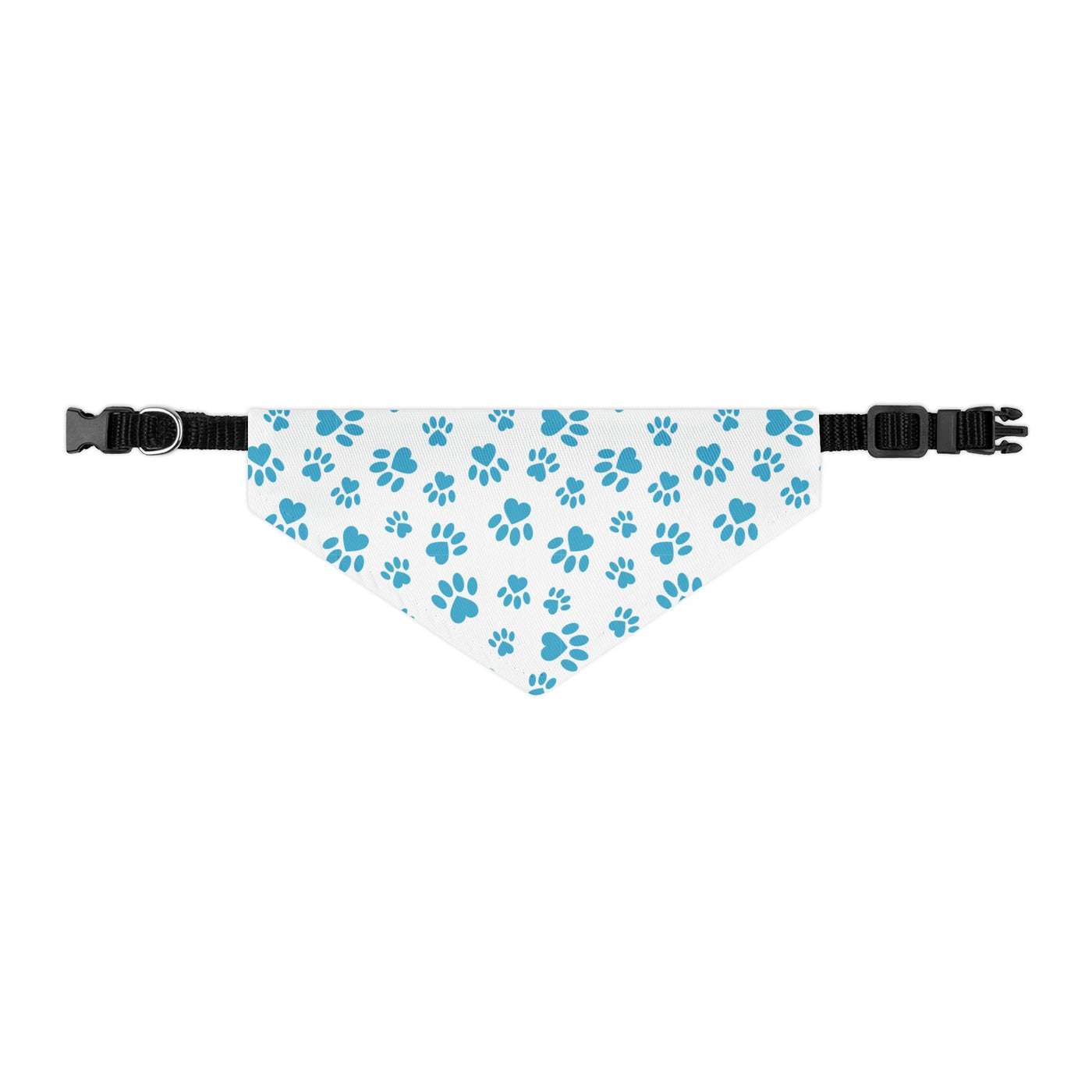 "Paws of Love: Blue Hearts and Prints" Pet Bandana Collar