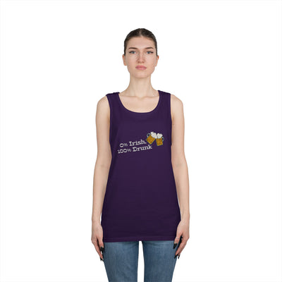 "0% IRISH, 100% DRUNK" - Unisex Heavy Cotton Tank Top