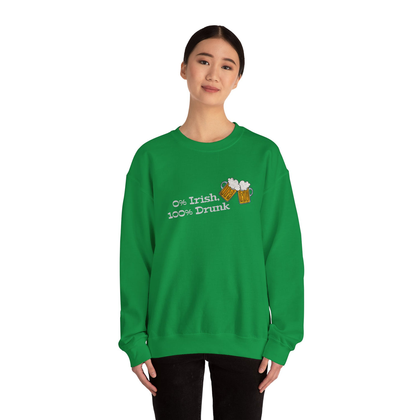 "0% Irish, 100% Drunk" - Unisex Heavy Blend™ Crewneck Sweatshirt