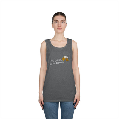 "0% IRISH, 100% DRUNK" - Unisex Heavy Cotton Tank Top