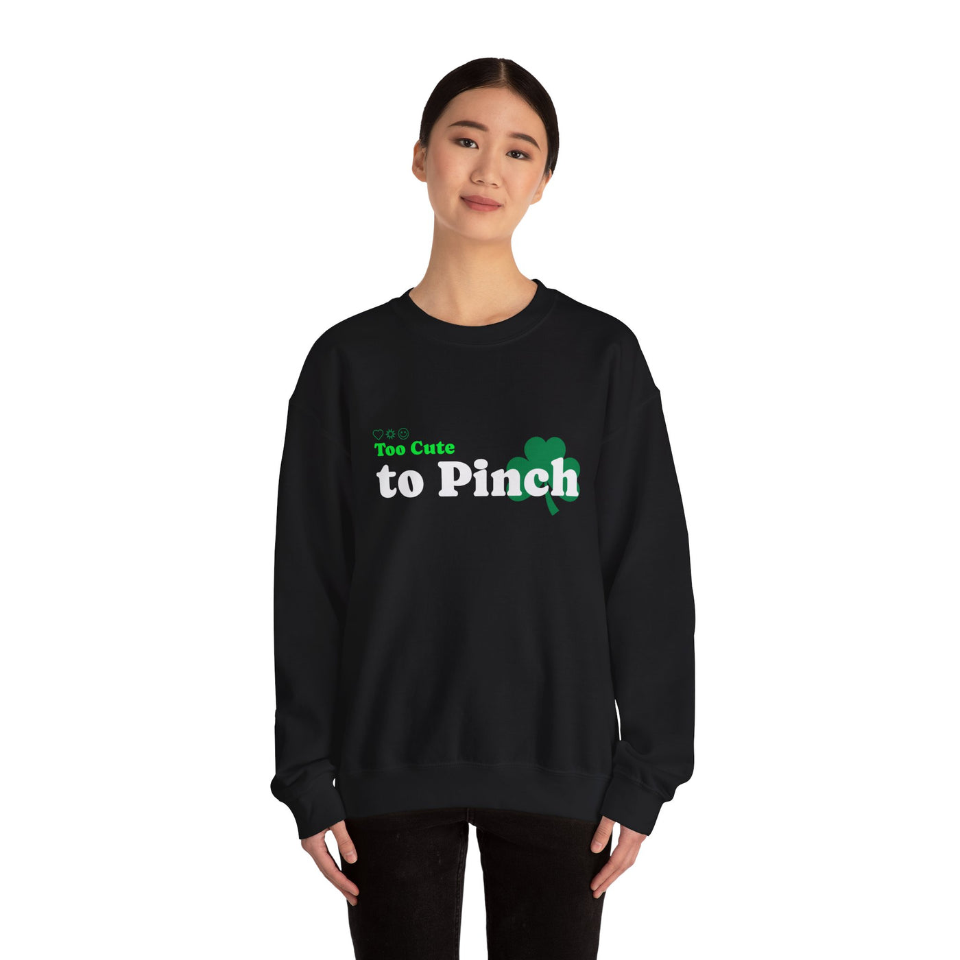 "Too Cute to Pinch" (WHITE) - Unisex Heavy Blend™ Crewneck Sweatshirt