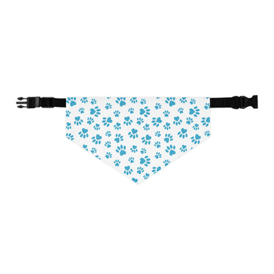 "Paws of Love: Blue Hearts and Prints" Pet Bandana Collar