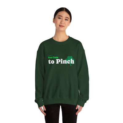 "Too Cute to Pinch" (WHITE) - Unisex Heavy Blend™ Crewneck Sweatshirt